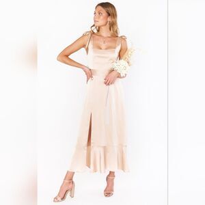 Show Me Your Mumu Claire Midi Dress 'Show Me The Ring Satin' NWT Sz M